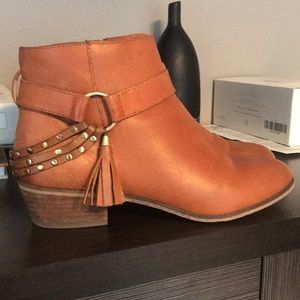 Chinese Laundry Seasons Leather Ankle Boots - Cognac Color